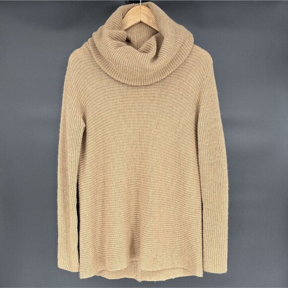Vince Women's Wool Alpaca Blend Ribbed Turtleneck Neck Sweater XS Tan Camel - Picture 1 of 7